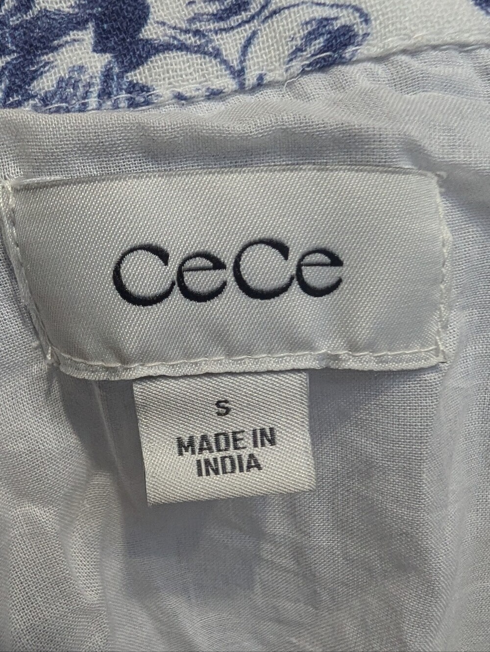 CeCe A La Plage Blue & White Toile Print Tiered Midi Dress NWT Size Small - Picture 8 of 11